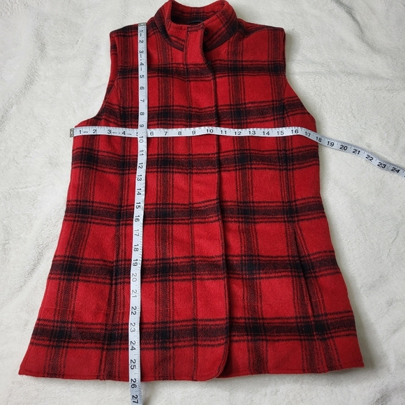 J.Jill Red Plaid Sleeveless Jacket/Vest Size XS. Wool Blend - Picture 11 of 11